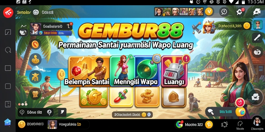 Tampilan gameplay GEMBUR88 yang menyenangkan dan penuh warna.