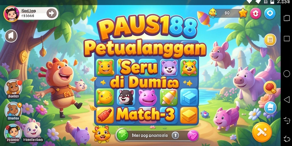 Tampilan menarik dari gameplay PAUS188 dengan aksi Match-3 yang seru.