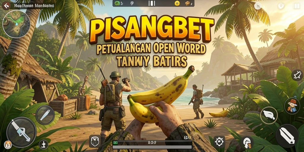 Tangkapan layar gameplay PISANGBET menampilkan dunia Open World yang luas dan berwarna.