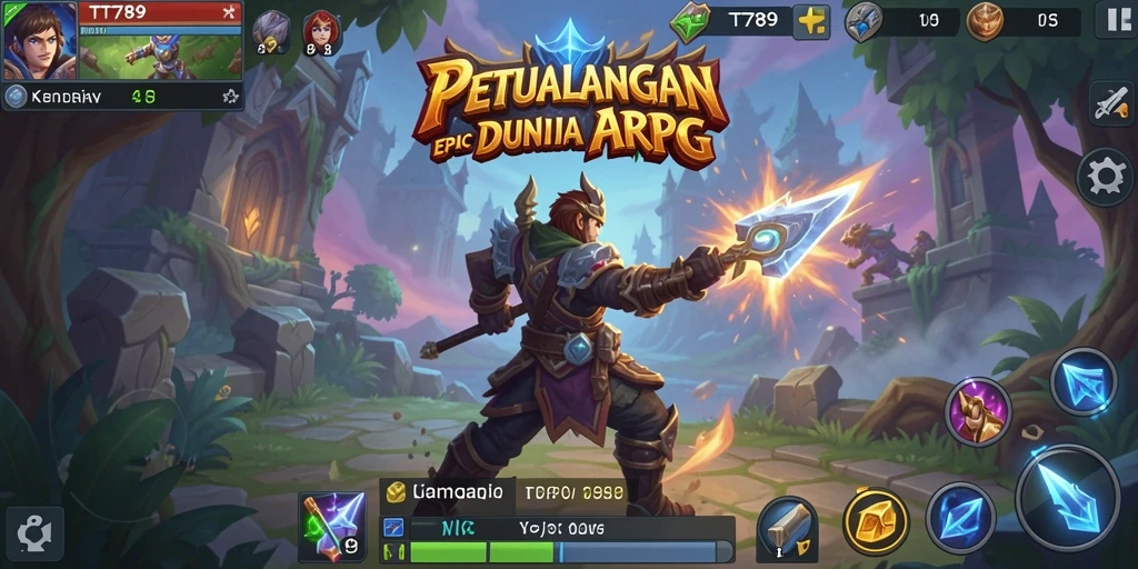 Menampilkan karakter utama dalam pertempuran epik ARPG.